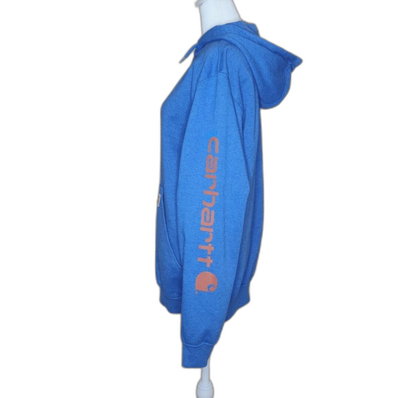 Carhartt Loose Fit Hooded Sweatshirt Hoodie Logo Sleeve Blue Men's Small - Picture 4 of 12